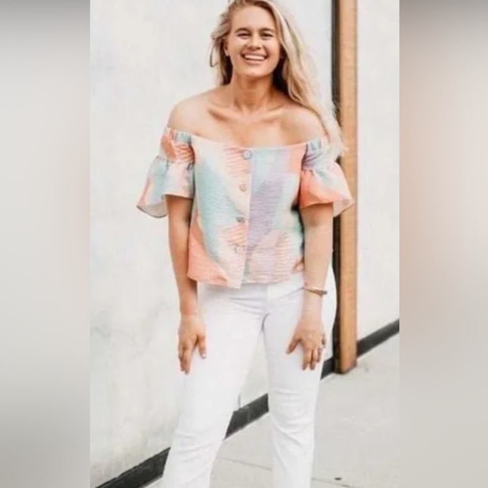 NWT Crosby by Mollie Burch Georgie Off-Shoulder Multicolor Top